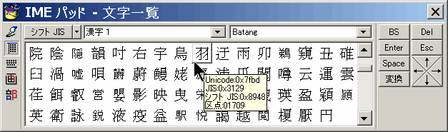 同じ unicode でも、台湾漢字では、「羽」の文字形状が異なる